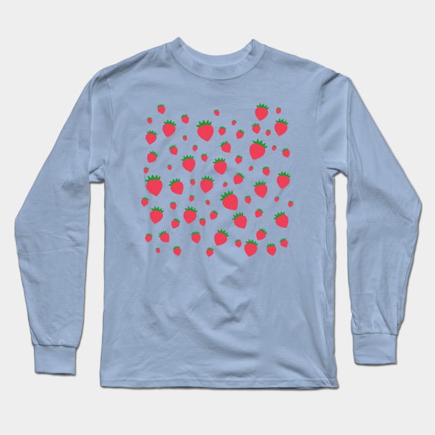 Whimsical strawberry pattern Long Sleeve T-Shirt by EuGeniaArt